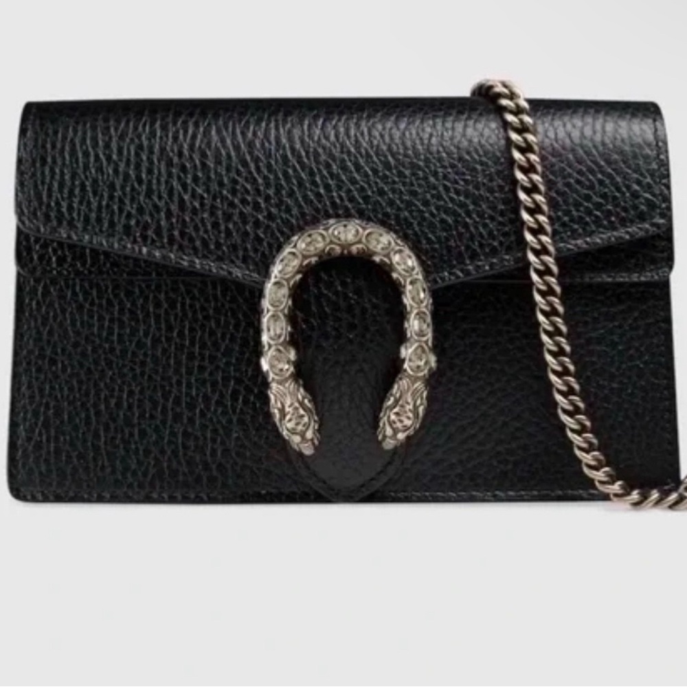 Gucci Super Mini Dionysus Black Leather Bag - authentic brand new